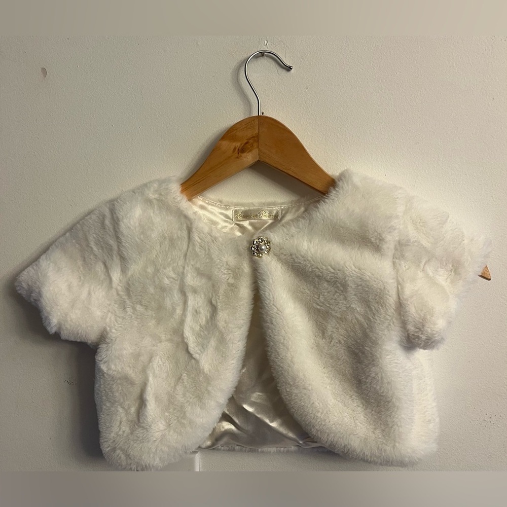 Faux Fur Shawl Coat Bolero White size 6X